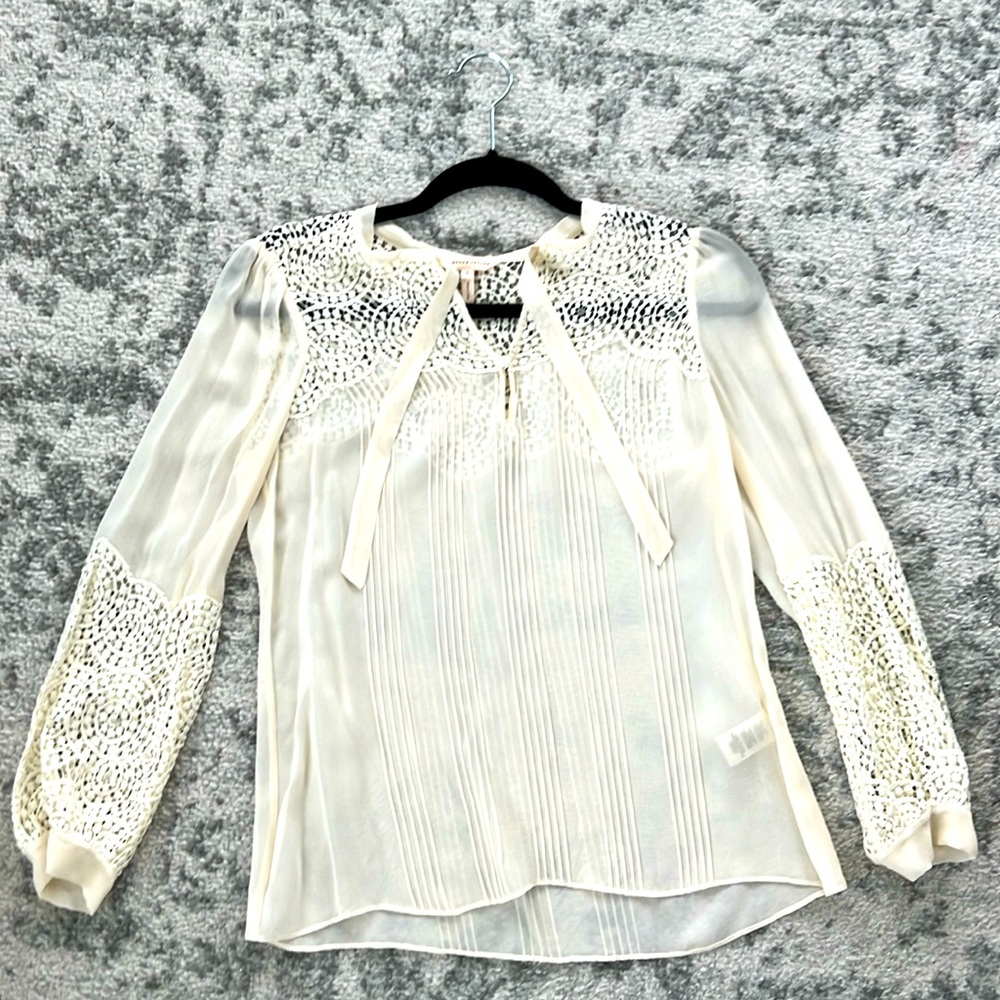 Rebecca Taylor Silk & Lace Blouse XS